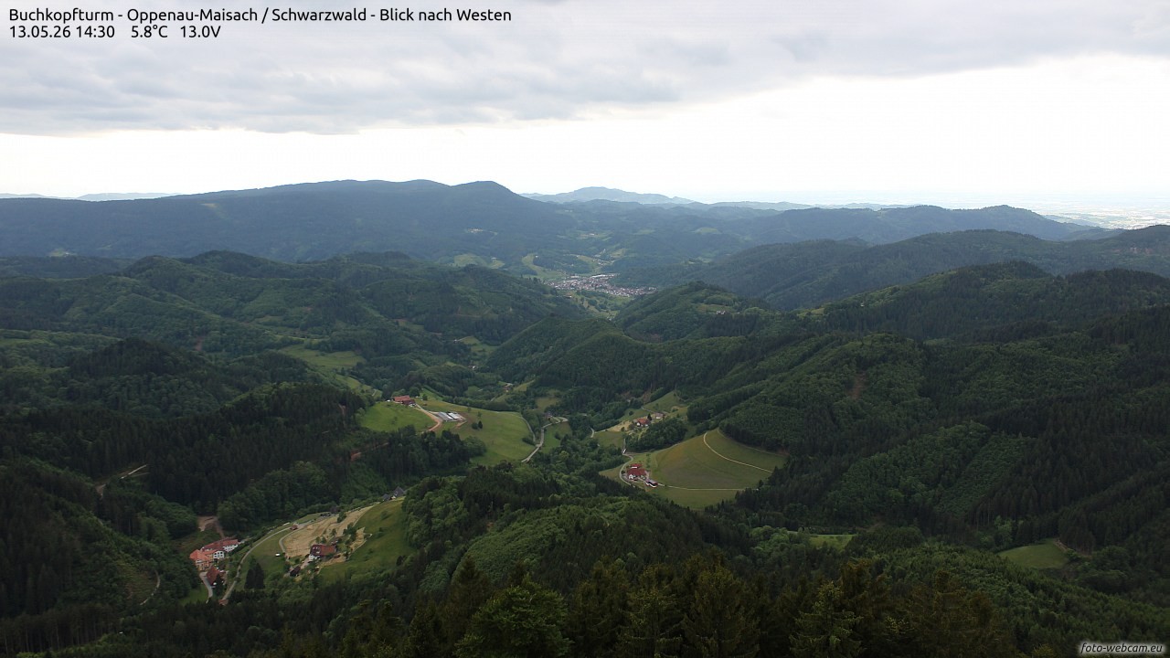 Archiv Foto Webcam Buchkopfturm - Oppenau-Maisach/Schwarzwald - Blick nach Westen