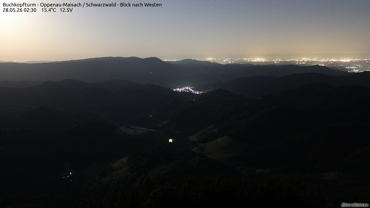 Archived image Webcam Buchkopfturm - Oppenau-Maisach/Black Forest - View to the West