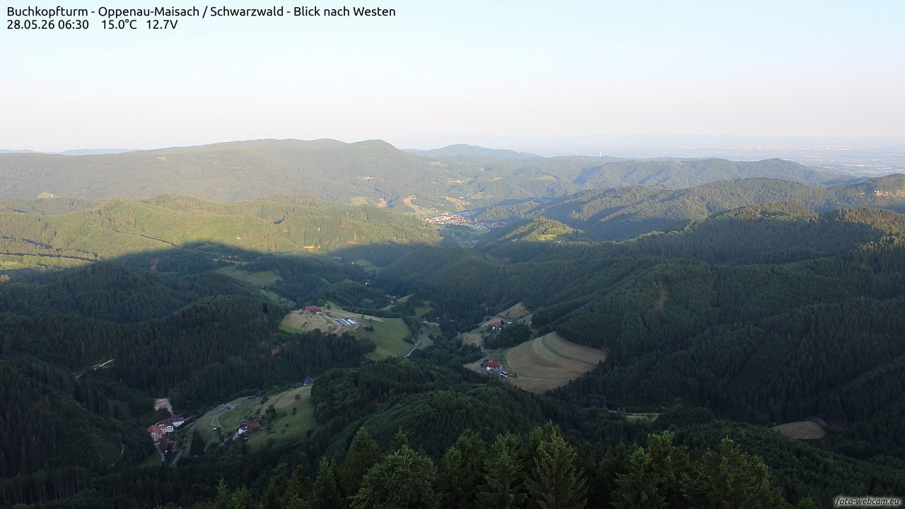 Archived image Webcam Buchkopfturm - Oppenau-Maisach/Black Forest - View to the West