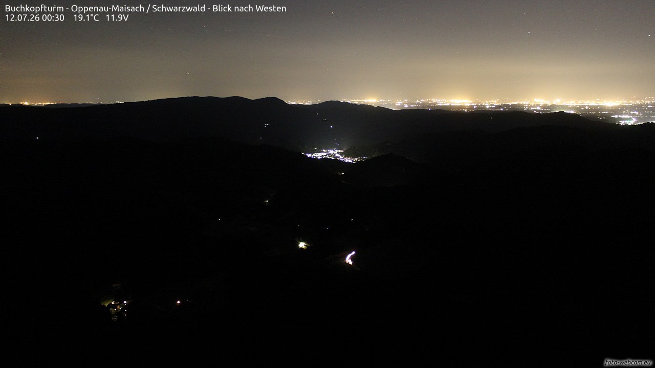 Archived image Webcam Buchkopfturm - Oppenau-Maisach/Black Forest - View to the West