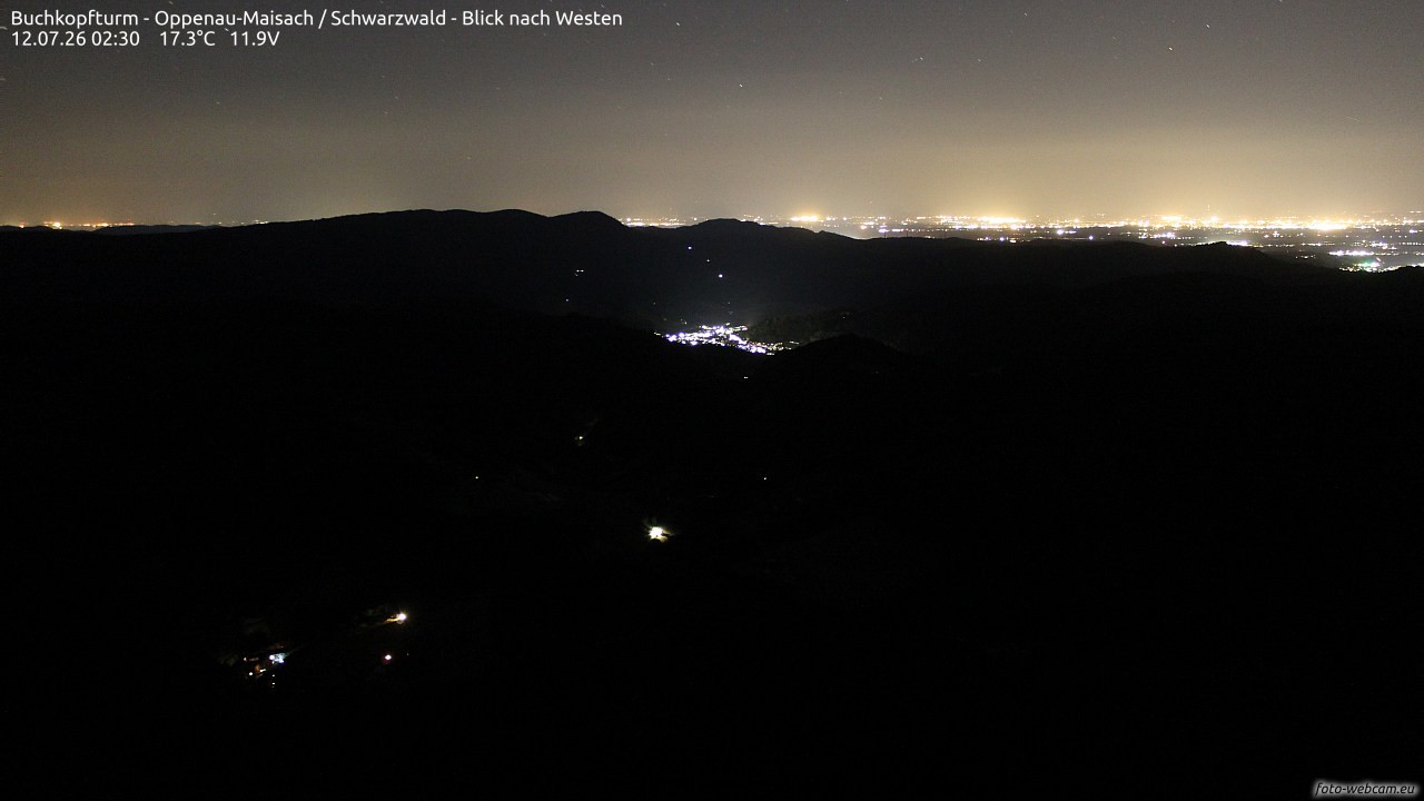 Archived image Webcam Buchkopfturm - Oppenau-Maisach/Black Forest - View to the West