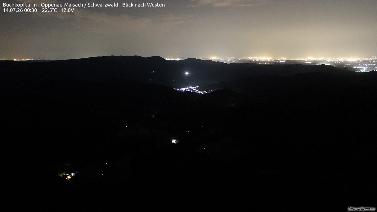 Archiv Foto Webcam Buchkopfturm - Oppenau-Maisach/Schwarzwald - Blick nach Westen