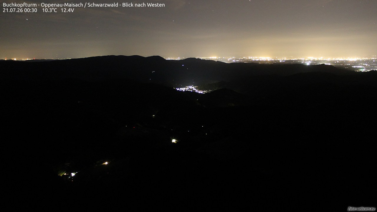Archiv Foto Webcam Buchkopfturm - Oppenau-Maisach/Schwarzwald - Blick nach Westen