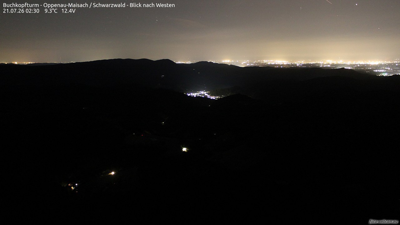 Archiv Foto Webcam Buchkopfturm - Oppenau-Maisach/Schwarzwald - Blick nach Westen