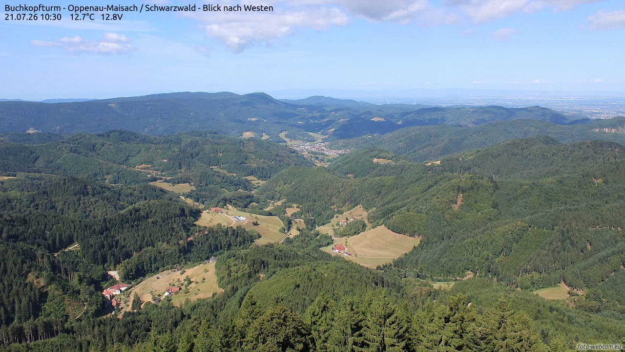 Archiv Foto Webcam Buchkopfturm - Oppenau-Maisach/Schwarzwald - Blick nach Westen