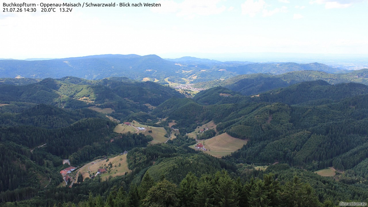 Archiv Foto Webcam Buchkopfturm - Oppenau-Maisach/Schwarzwald - Blick nach Westen