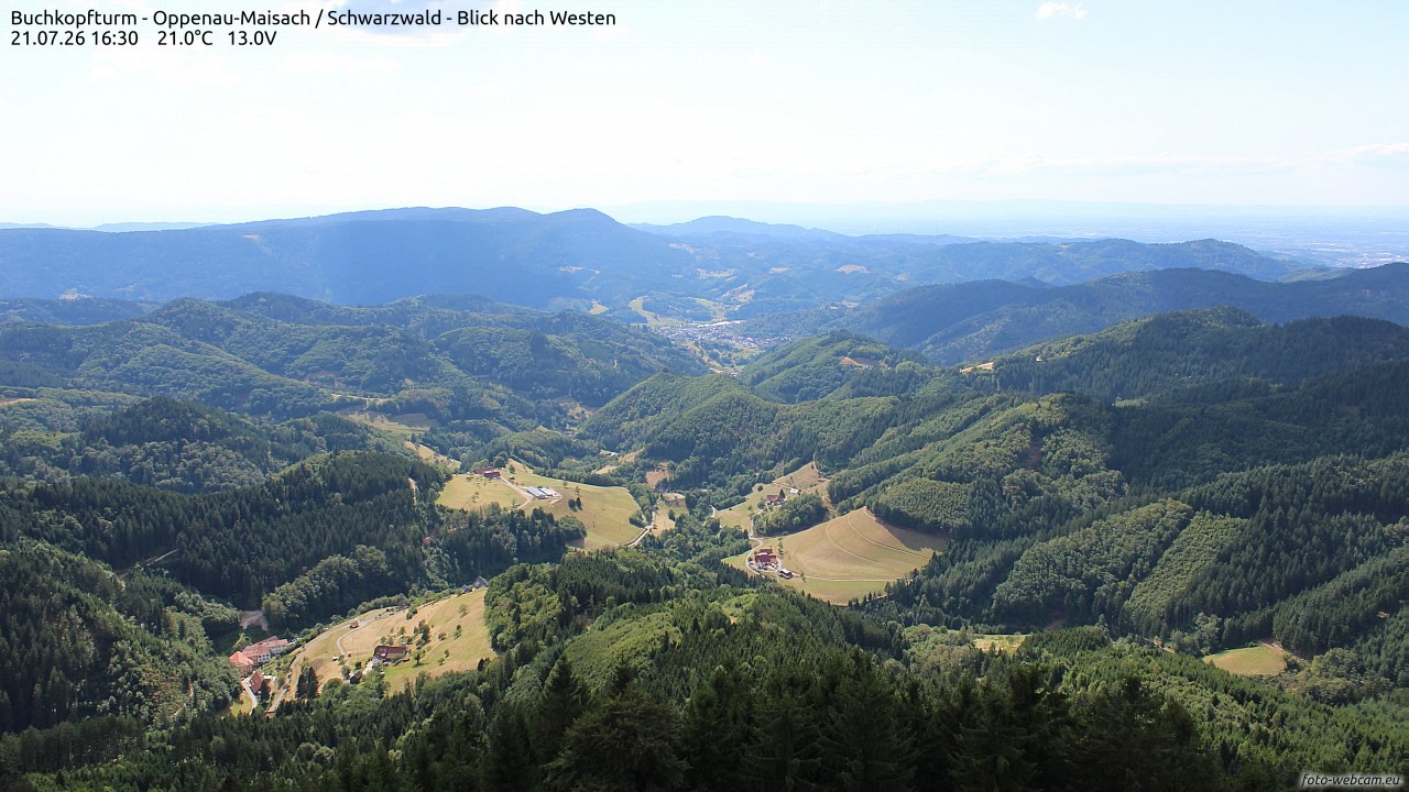 Archiv Foto Webcam Buchkopfturm - Oppenau-Maisach/Schwarzwald - Blick nach Westen