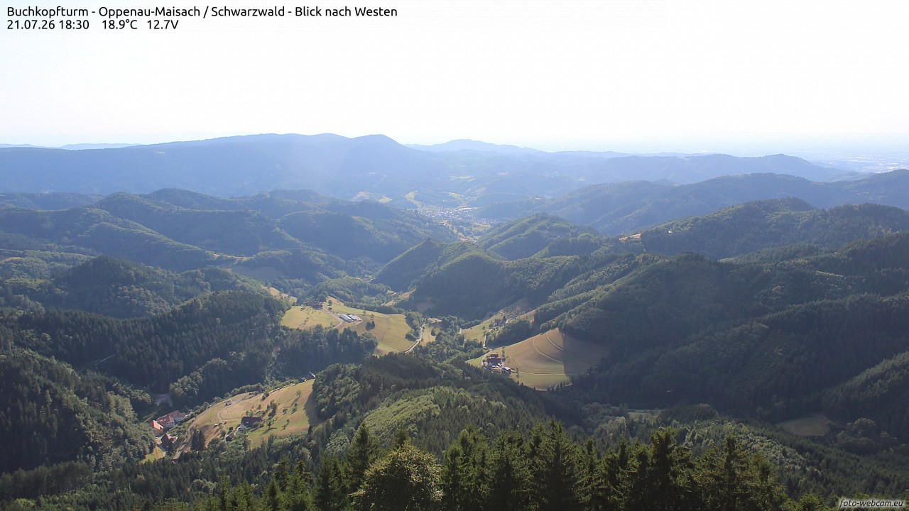 Archiv Foto Webcam Buchkopfturm - Oppenau-Maisach/Schwarzwald - Blick nach Westen