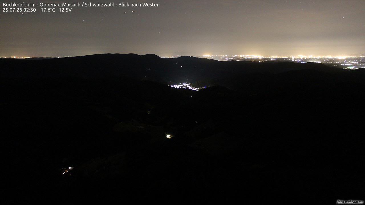 Archived image Webcam Buchkopfturm - Oppenau-Maisach/Black Forest - View to the West