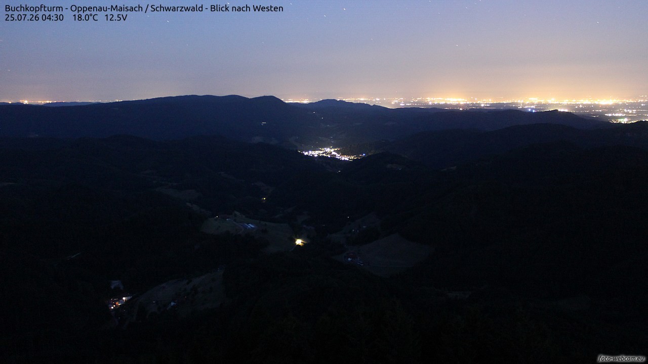 Archived image Webcam Buchkopfturm - Oppenau-Maisach/Black Forest - View to the West