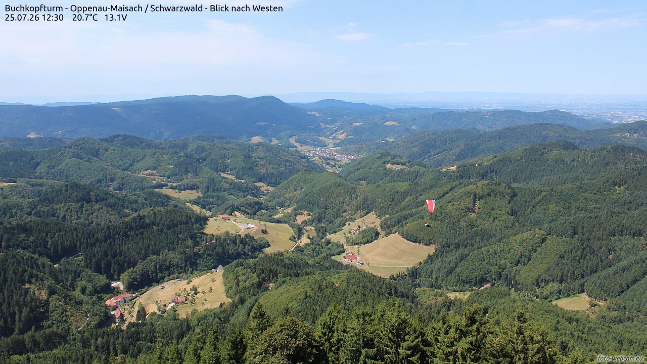Archived image Webcam Buchkopfturm - Oppenau-Maisach/Black Forest - View to the West