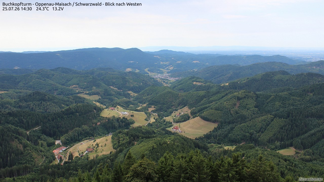 Archived image Webcam Buchkopfturm - Oppenau-Maisach/Black Forest - View to the West