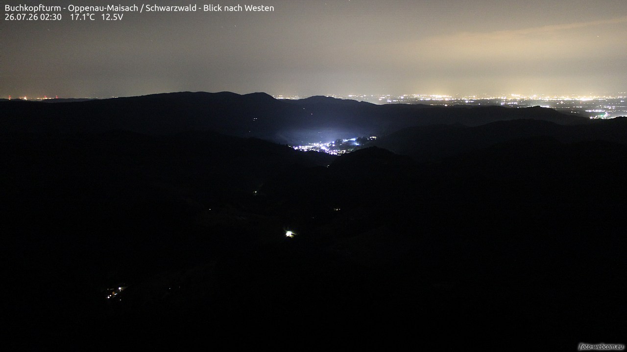 Archived image Webcam Buchkopfturm - Oppenau-Maisach/Black Forest - View to the West