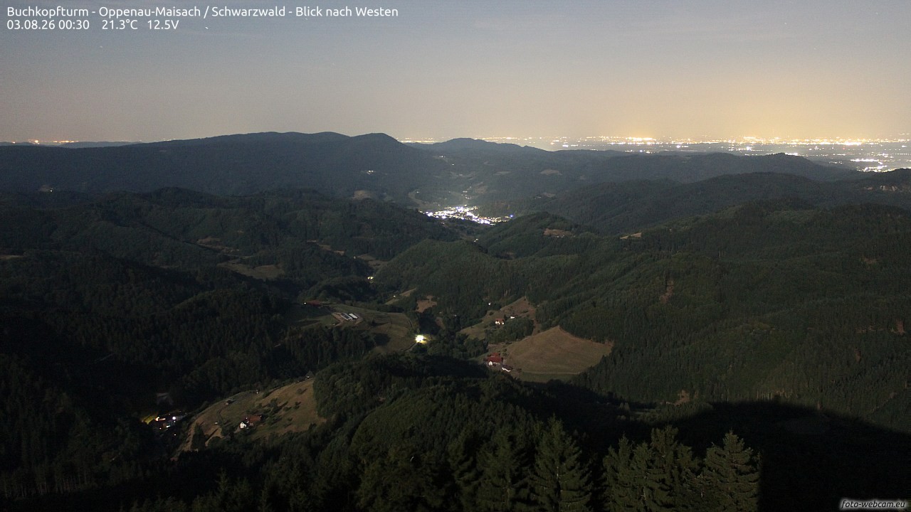 Archiv Foto Webcam Buchkopfturm - Oppenau-Maisach/Schwarzwald - Blick nach Westen
