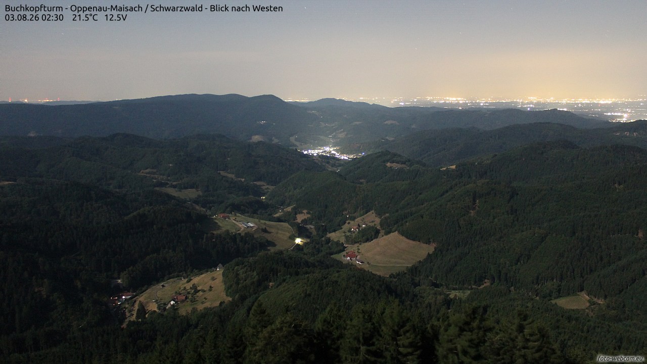 Archiv Foto Webcam Buchkopfturm - Oppenau-Maisach/Schwarzwald - Blick nach Westen