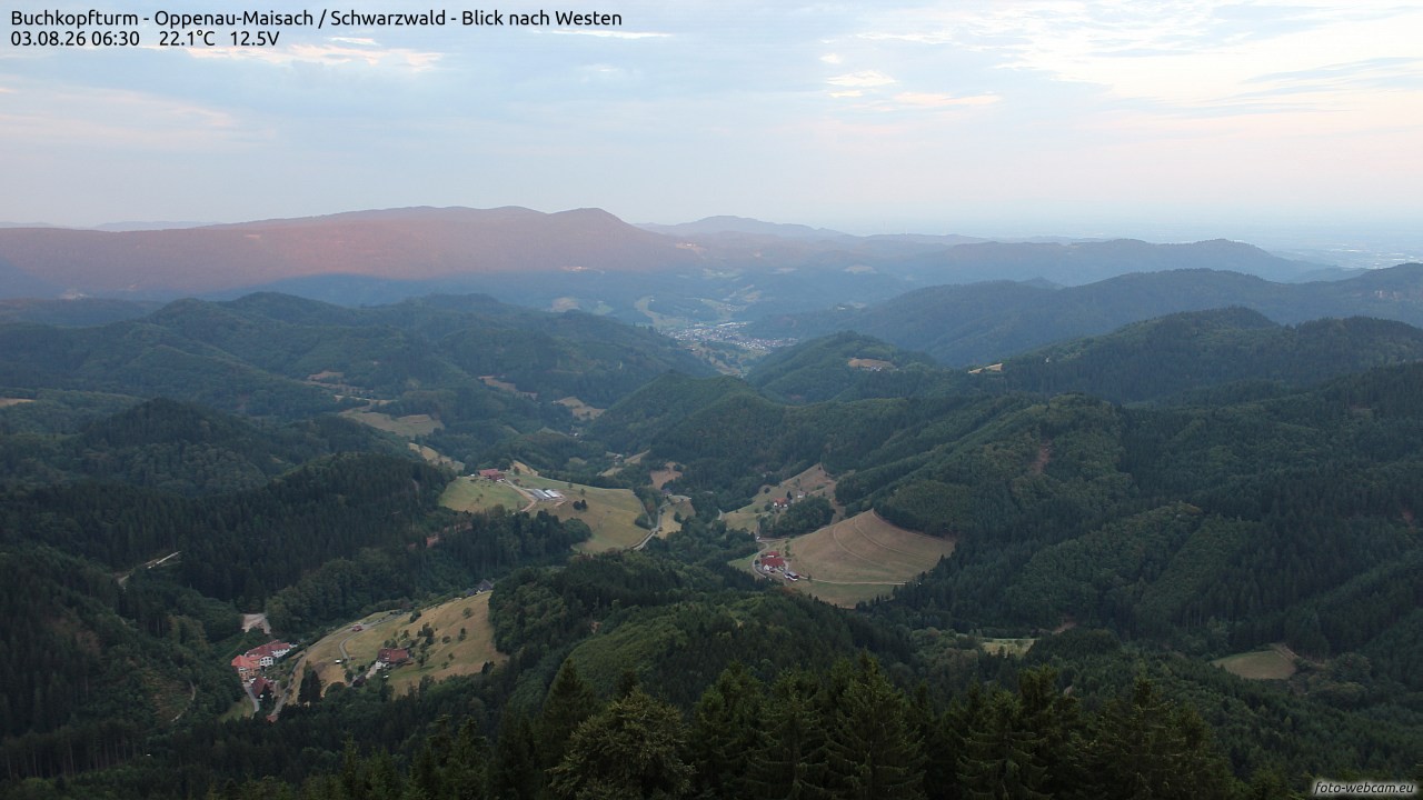 Archiv Foto Webcam Buchkopfturm - Oppenau-Maisach/Schwarzwald - Blick nach Westen