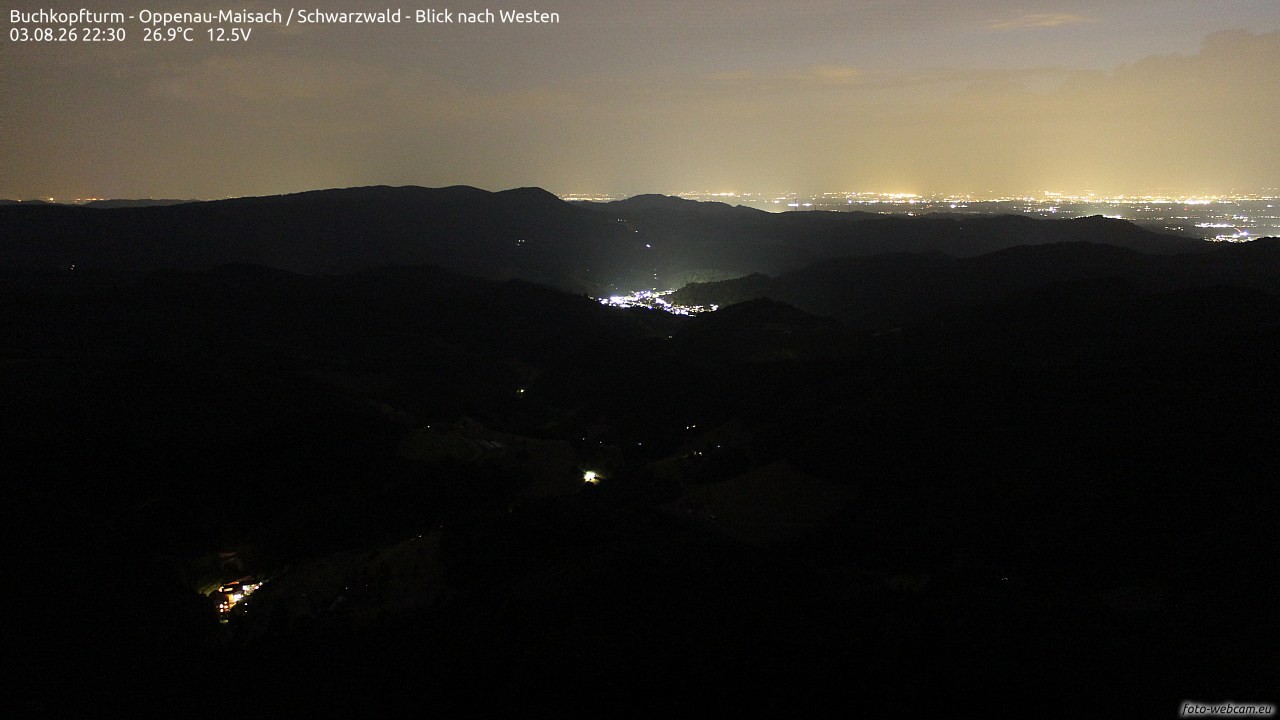 Archived image Webcam Buchkopfturm - Oppenau-Maisach/Black Forest - View to the West
