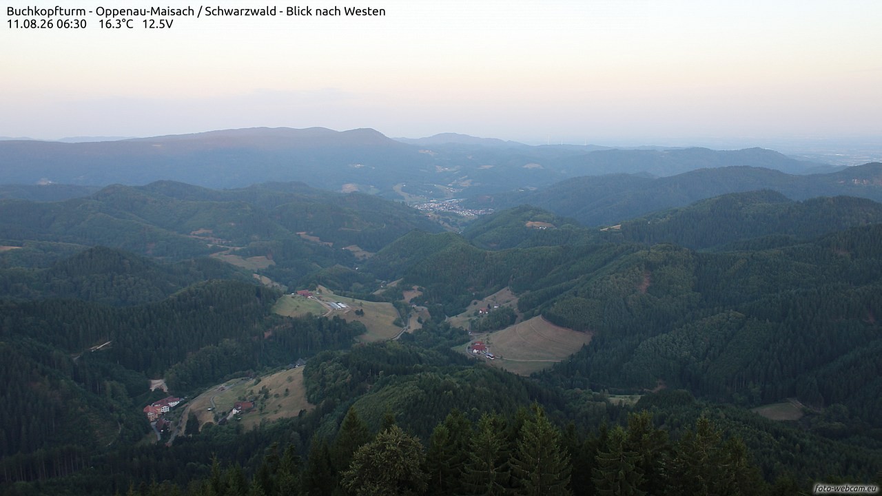 Archiv Foto Webcam Buchkopfturm - Oppenau-Maisach/Schwarzwald - Blick nach Westen