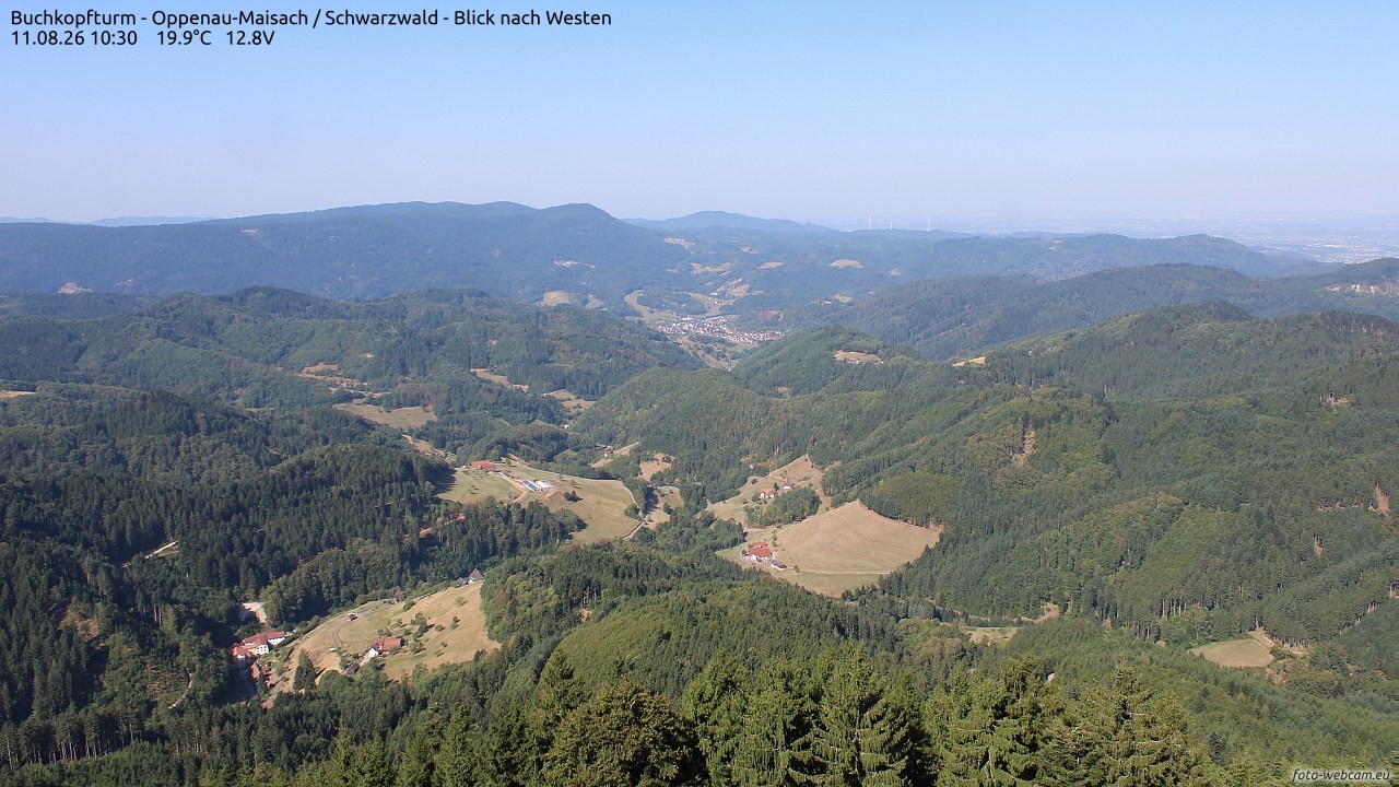 Archiv Foto Webcam Buchkopfturm - Oppenau-Maisach/Schwarzwald - Blick nach Westen