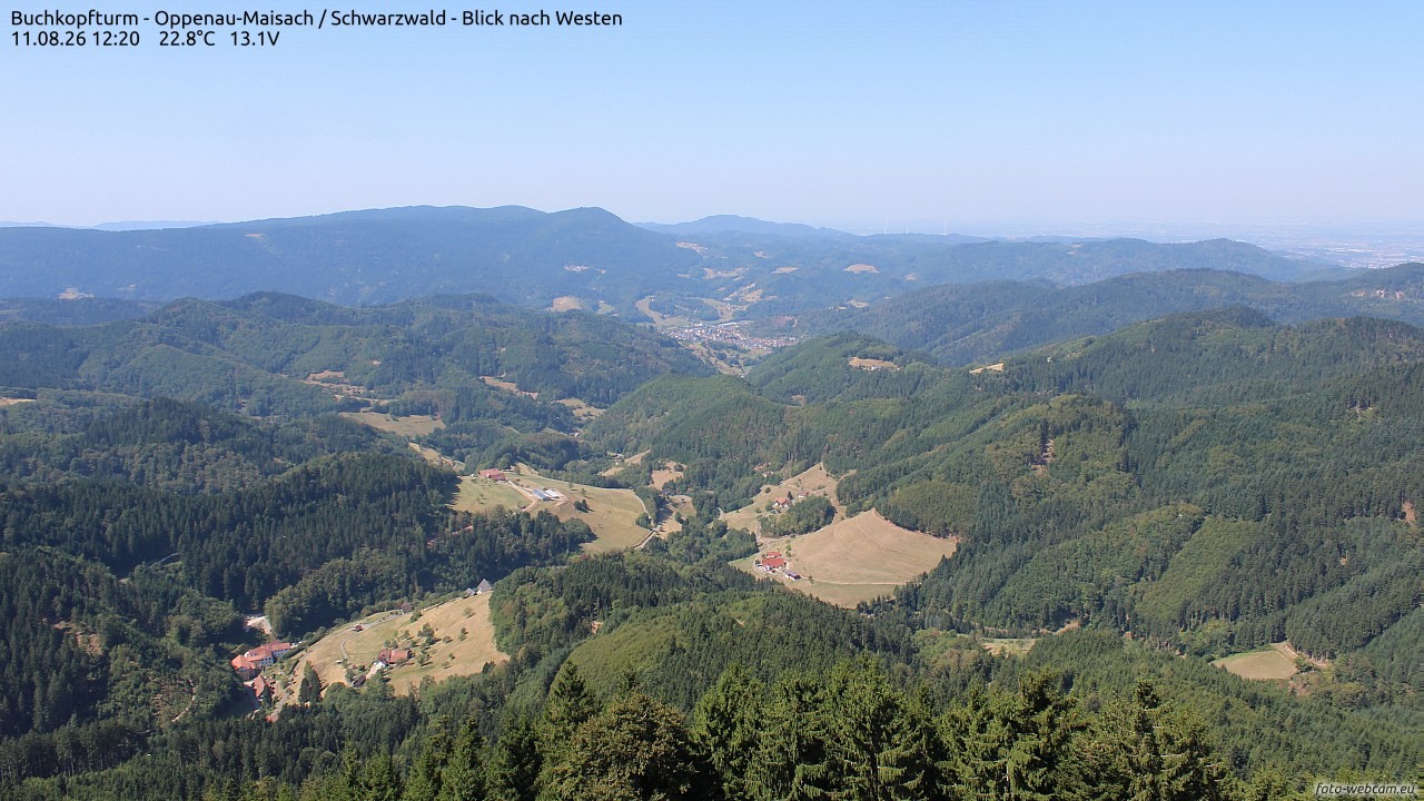 Archiv Foto Webcam Buchkopfturm - Oppenau-Maisach/Schwarzwald - Blick nach Westen