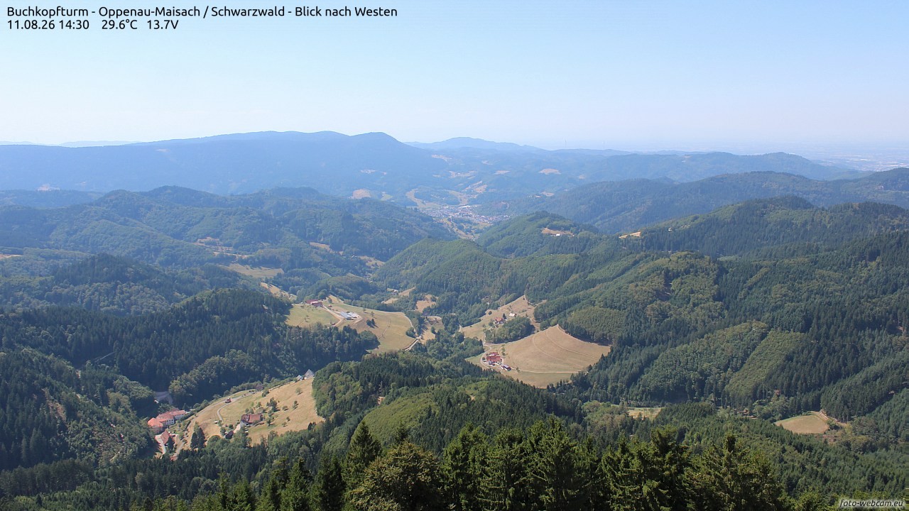 Archiv Foto Webcam Buchkopfturm - Oppenau-Maisach/Schwarzwald - Blick nach Westen