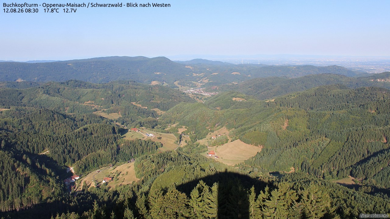 Archiv Foto Webcam Buchkopfturm - Oppenau-Maisach/Schwarzwald - Blick nach Westen