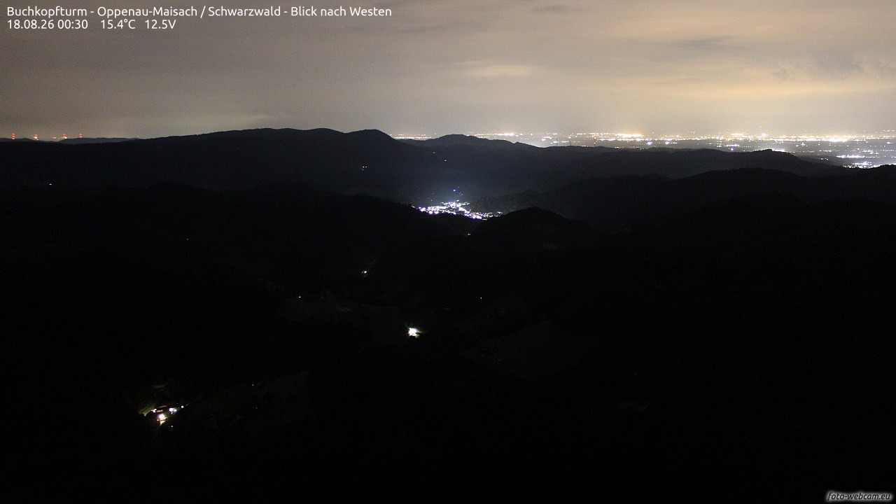 Archiv Foto Webcam Buchkopfturm - Oppenau-Maisach/Schwarzwald - Blick nach Westen