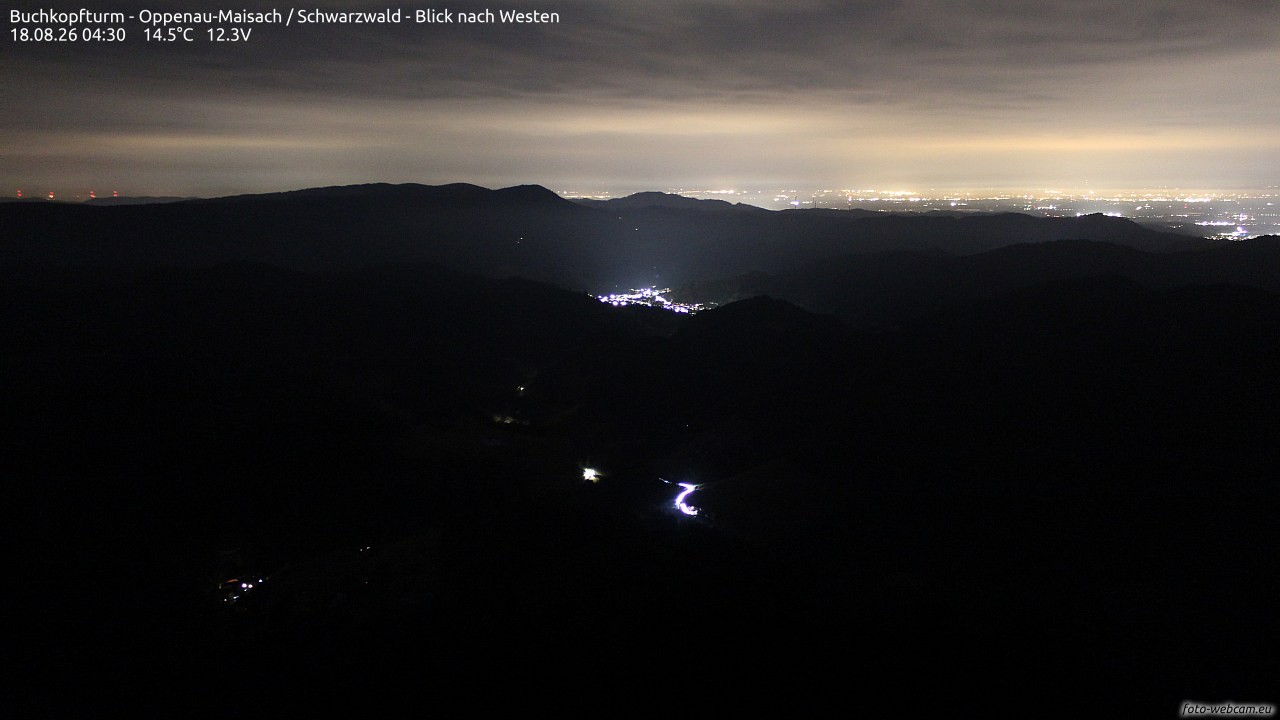 Archiv Foto Webcam Buchkopfturm - Oppenau-Maisach/Schwarzwald - Blick nach Westen