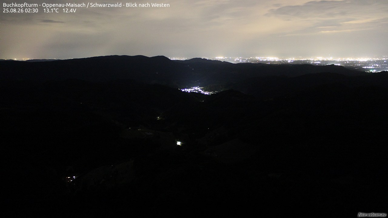 Archived image Webcam Buchkopfturm - Oppenau-Maisach/Black Forest - View to the West