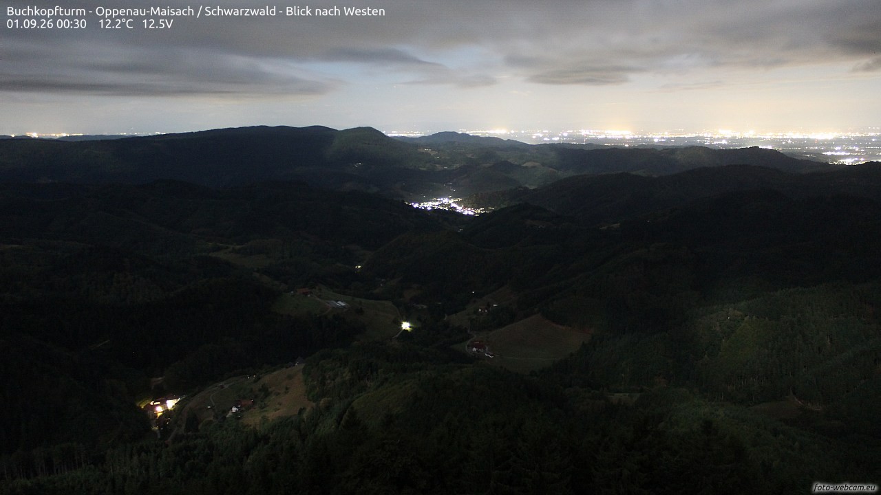 Archiv Foto Webcam Buchkopfturm - Oppenau-Maisach/Schwarzwald - Blick nach Westen