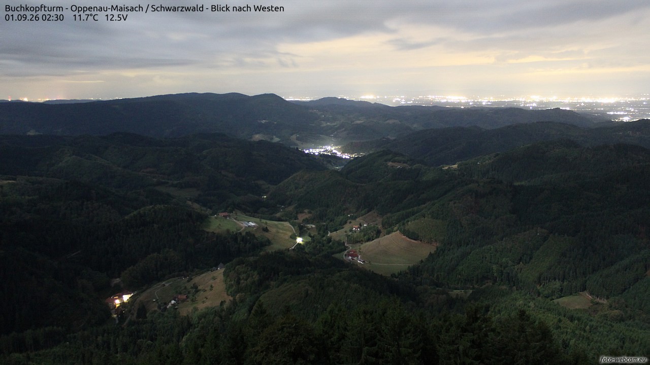 Archiv Foto Webcam Buchkopfturm - Oppenau-Maisach/Schwarzwald - Blick nach Westen