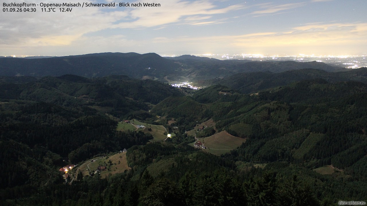 Archiv Foto Webcam Buchkopfturm - Oppenau-Maisach/Schwarzwald - Blick nach Westen