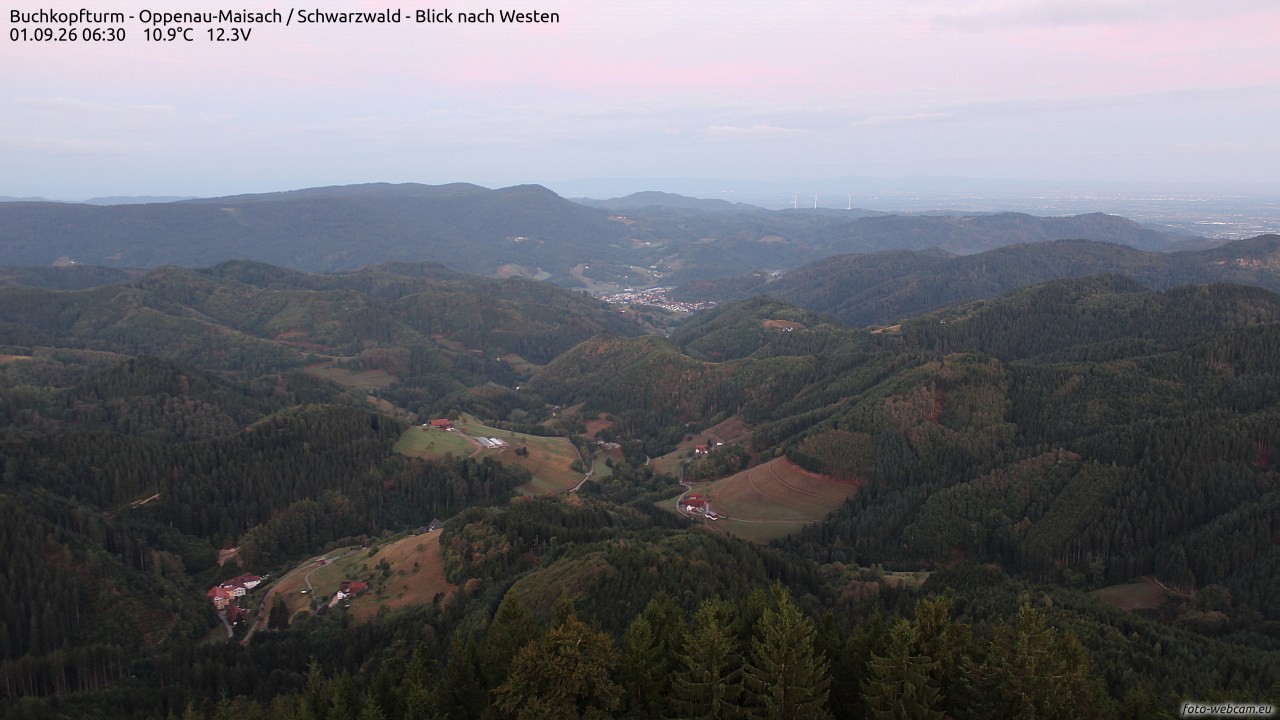 Archiv Foto Webcam Buchkopfturm - Oppenau-Maisach/Schwarzwald - Blick nach Westen