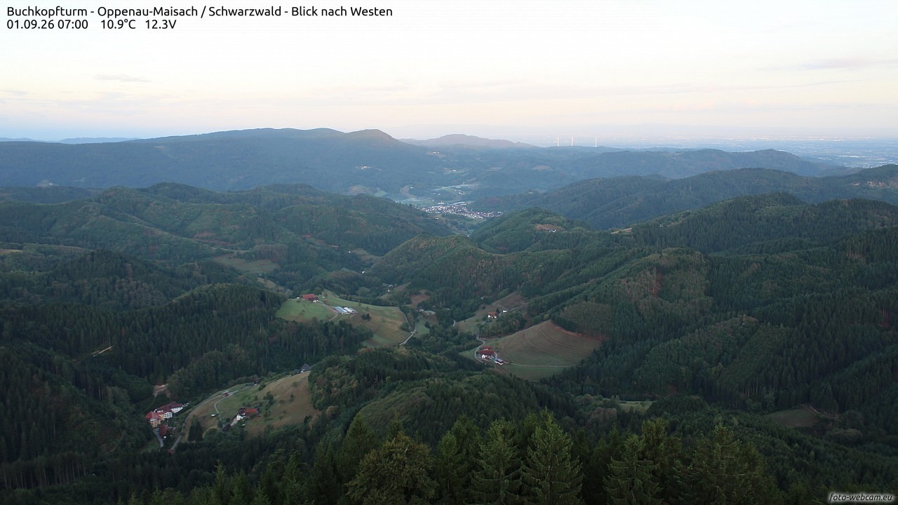 Archiv Foto Webcam Buchkopfturm - Oppenau-Maisach/Schwarzwald - Blick nach Westen