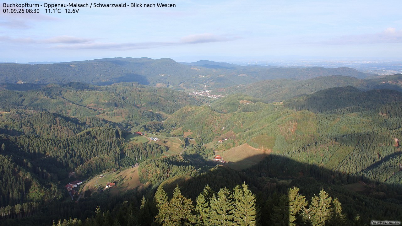 Archiv Foto Webcam Buchkopfturm - Oppenau-Maisach/Schwarzwald - Blick nach Westen