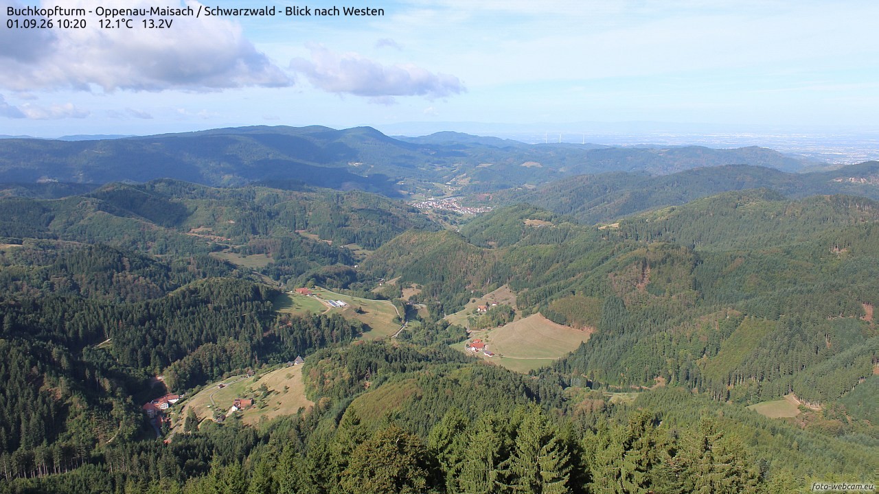 Archiv Foto Webcam Buchkopfturm - Oppenau-Maisach/Schwarzwald - Blick nach Westen