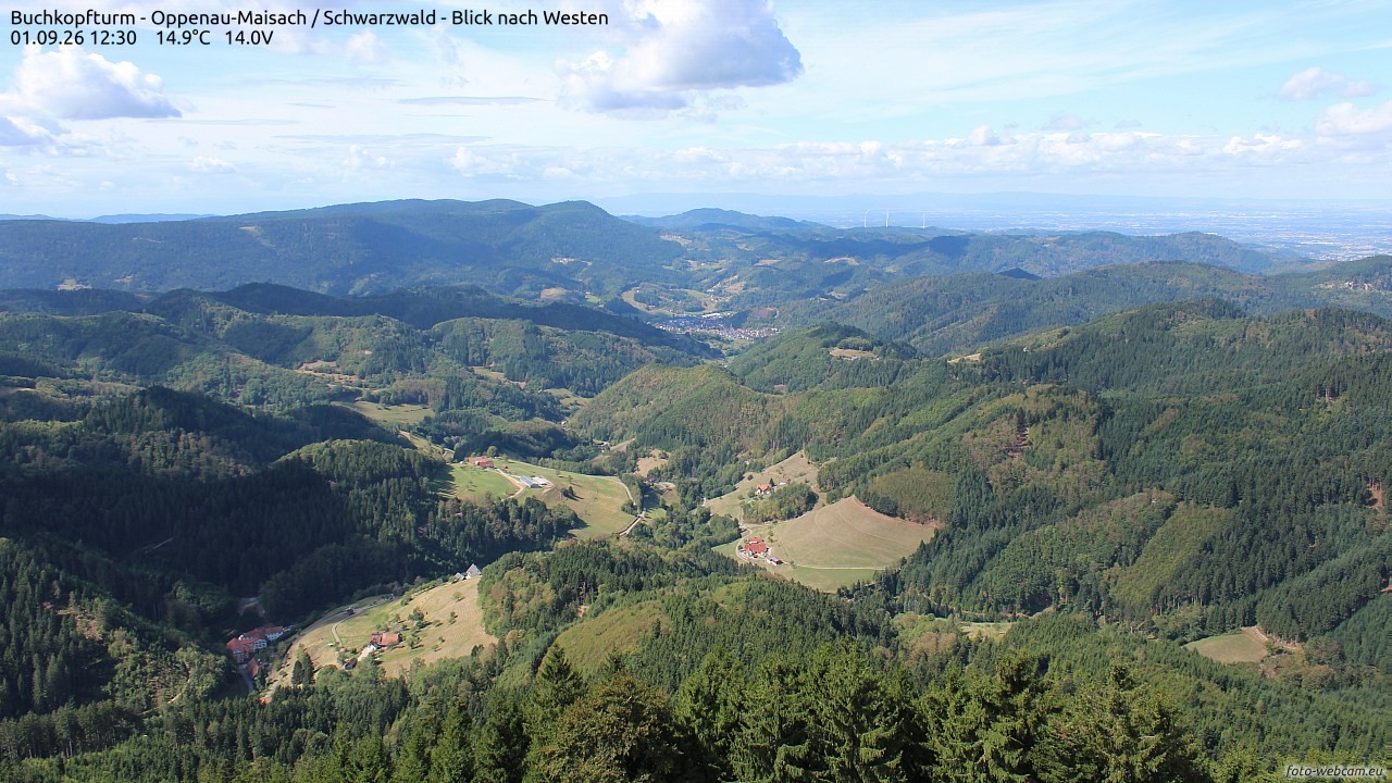 Archiv Foto Webcam Buchkopfturm - Oppenau-Maisach/Schwarzwald - Blick nach Westen