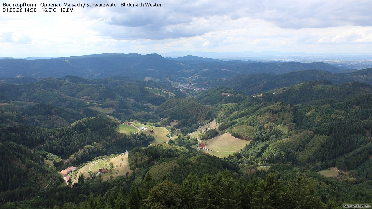 Archiv Foto Webcam Buchkopfturm - Oppenau-Maisach/Schwarzwald - Blick nach Westen