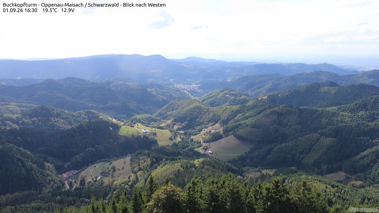 Archiv Foto Webcam Buchkopfturm - Oppenau-Maisach/Schwarzwald - Blick nach Westen