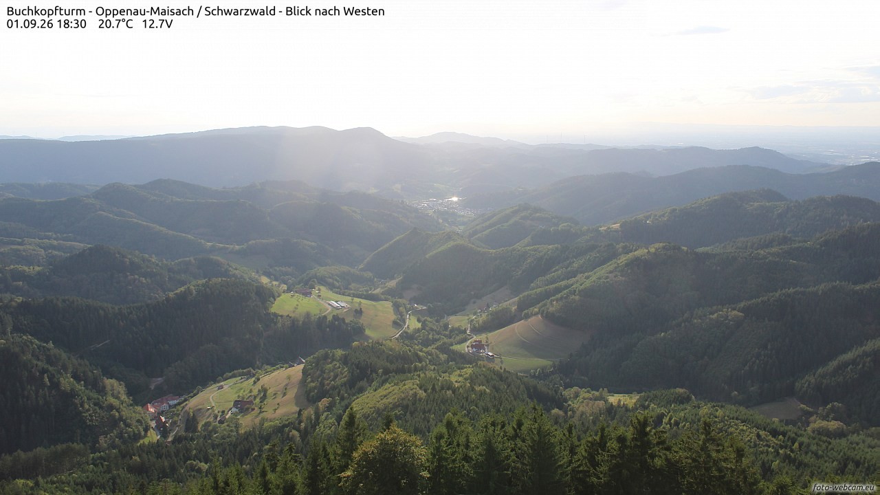 Archiv Foto Webcam Buchkopfturm - Oppenau-Maisach/Schwarzwald - Blick nach Westen