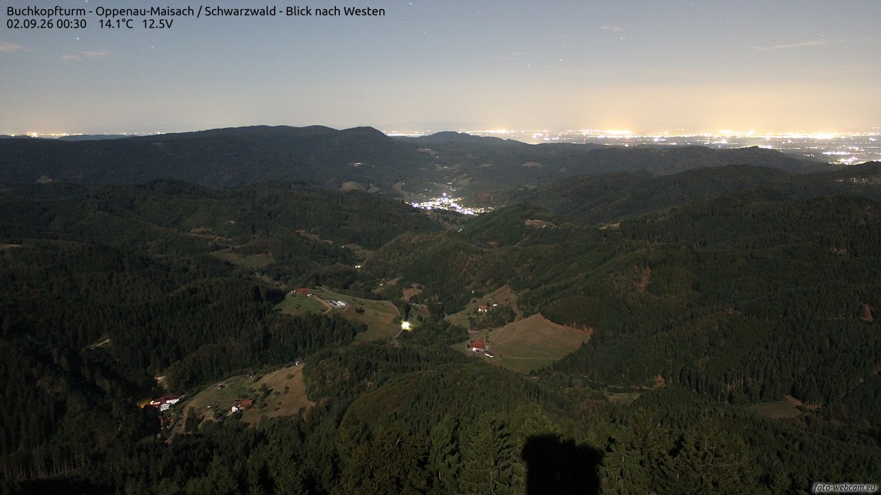 Archiv Foto Webcam Buchkopfturm - Oppenau-Maisach/Schwarzwald - Blick nach Westen