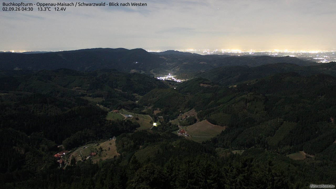 Archiv Foto Webcam Buchkopfturm - Oppenau-Maisach/Schwarzwald - Blick nach Westen