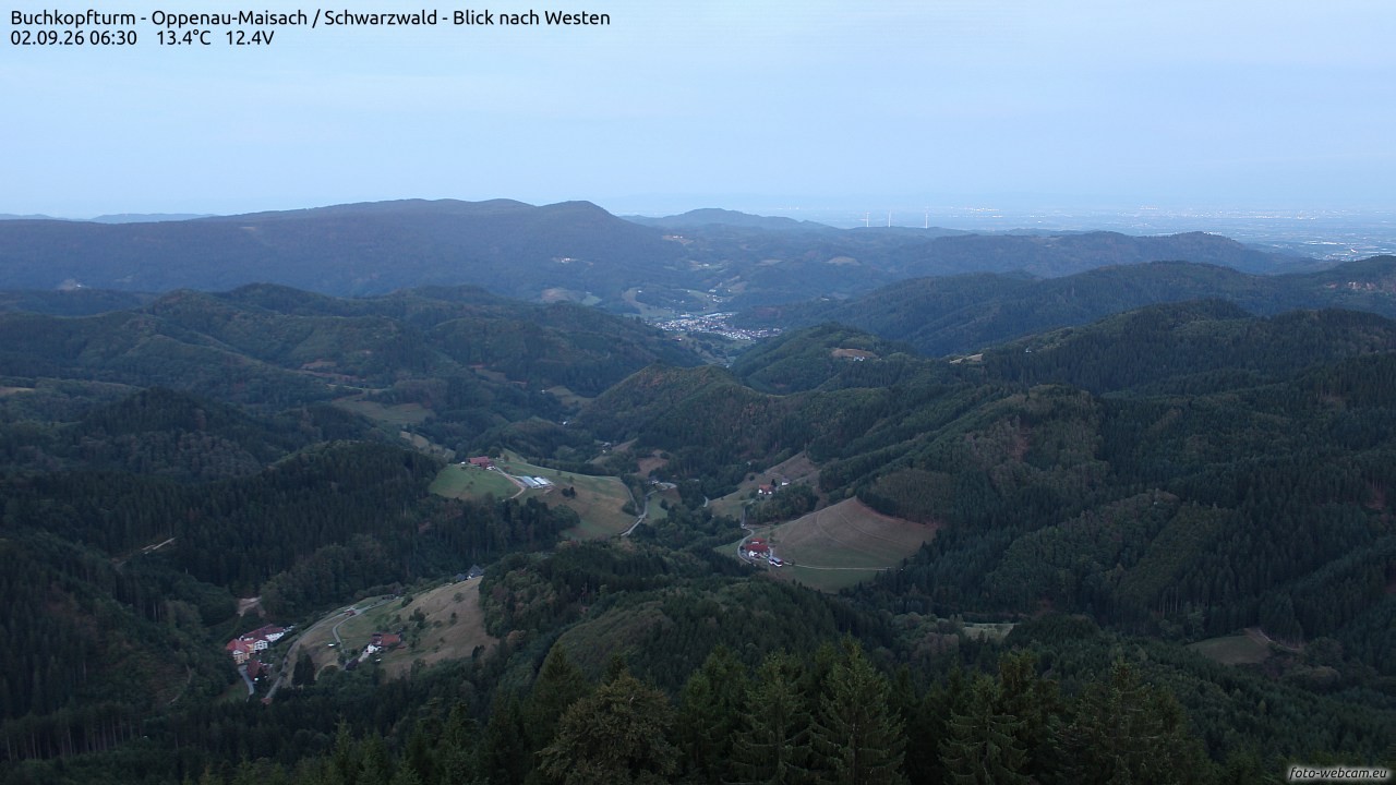 Archiv Foto Webcam Buchkopfturm - Oppenau-Maisach/Schwarzwald - Blick nach Westen