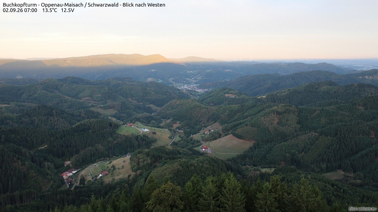 Archiv Foto Webcam Buchkopfturm - Oppenau-Maisach/Schwarzwald - Blick nach Westen