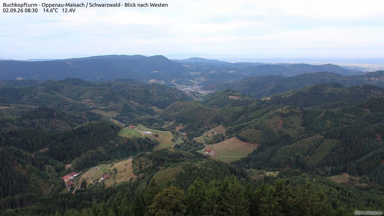 Archiv Foto Webcam Buchkopfturm - Oppenau-Maisach/Schwarzwald - Blick nach Westen