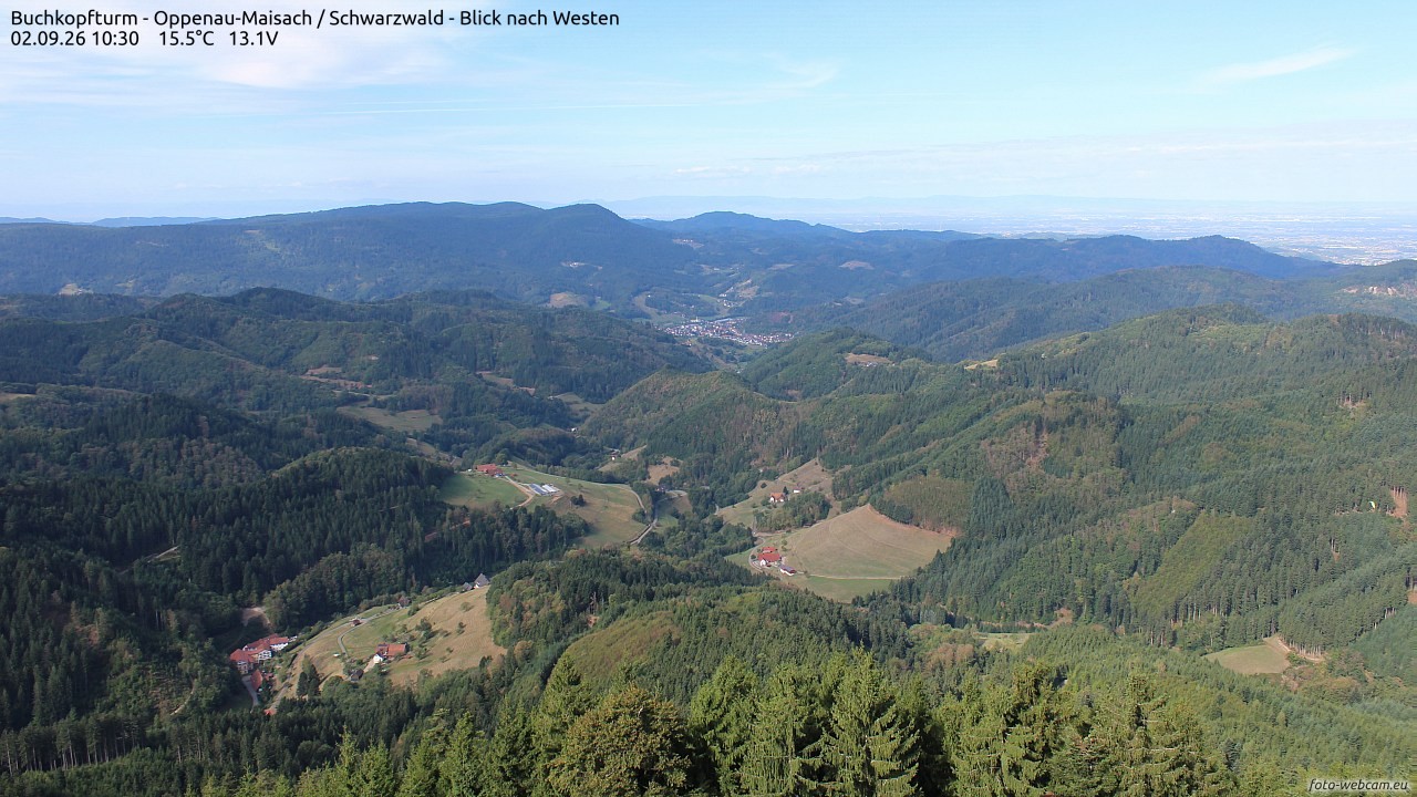 Archiv Foto Webcam Buchkopfturm - Oppenau-Maisach/Schwarzwald - Blick nach Westen