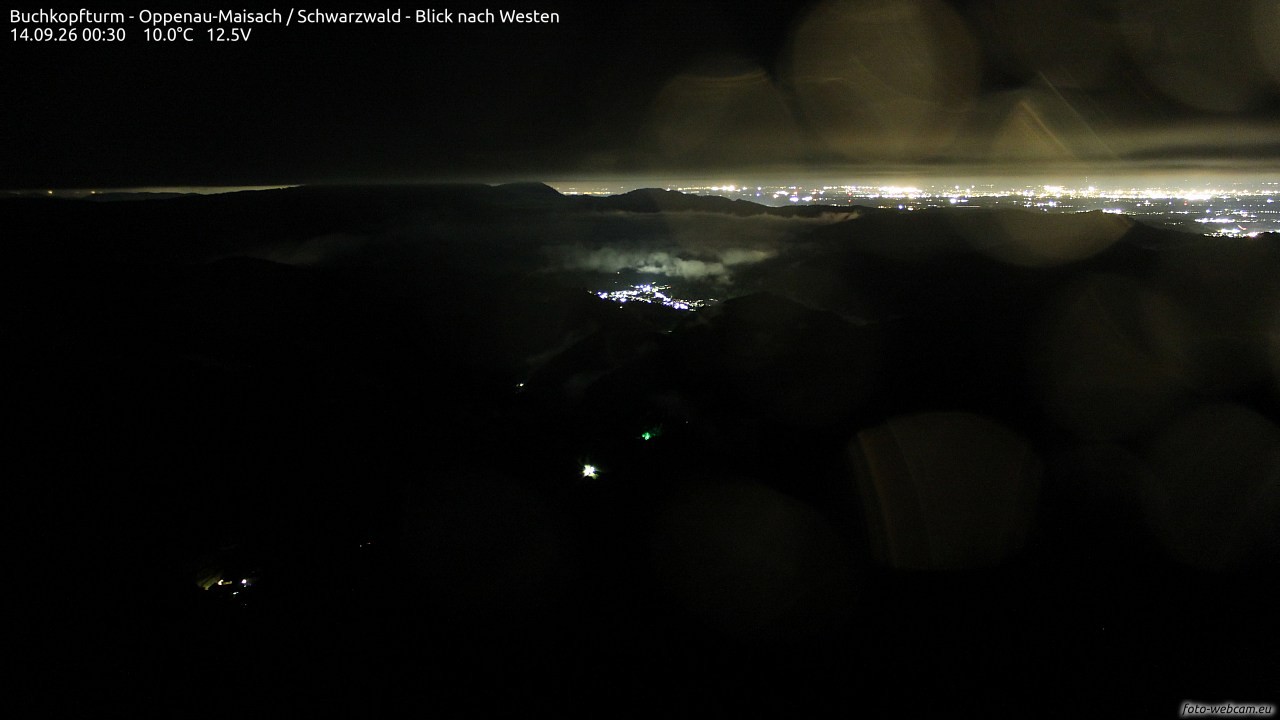 Archived image Webcam Buchkopfturm - Oppenau-Maisach/Black Forest - View to the West