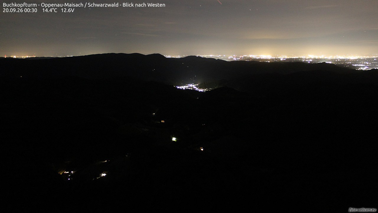 Archiv Foto Webcam Buchkopfturm - Oppenau-Maisach/Schwarzwald - Blick nach Westen