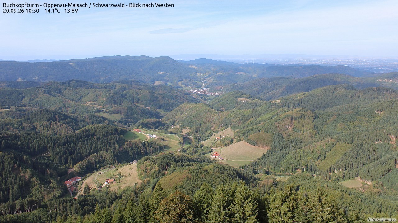 Archiv Foto Webcam Buchkopfturm - Oppenau-Maisach/Schwarzwald - Blick nach Westen