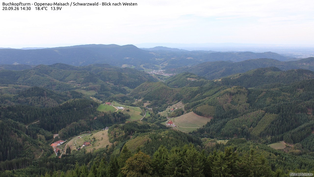 Archiv Foto Webcam Buchkopfturm - Oppenau-Maisach/Schwarzwald - Blick nach Westen